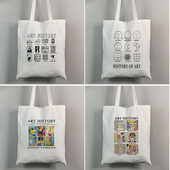 Τσάντα υψηλής χωρητικότητας History Of Art Τσάντα τσάντα για γυναίκες Καμβάς πολυτελής τσάντα αγορών Έντυπη τσάντα ύφασμα επαναχρησιμοποιήσιμη λογότυπο σχεδιαστή