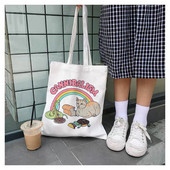 Mačka platnena velika torba Ženska ručna torba Harajuku Ulzzang Modne torbe na rame Retro Boho biljke torba za studentske knjige velikog kapaciteta