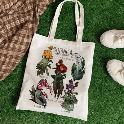 Mačka platnena velika torba Ženska ručna torba Harajuku Ulzzang Modne torbe na rame Retro Boho biljke torba za studentske knjige velikog kapaciteta