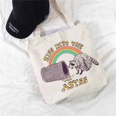 Mačka platnena velika torba Ženska ručna torba Harajuku Ulzzang Modne torbe na rame Retro Boho biljke torba za studentske knjige velikog kapaciteta