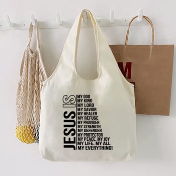 Faith Hope Love Print Tote Τσάντα Λογοτεχνικές χριστιανικές τσάντες ώμου από καμβά Σχολικές τσάντες για κορίτσια Τσάντες αγορών Ταξίδι Μεγάλες τσάντες