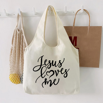 Faith Hope Love Print Tote Τσάντα Λογοτεχνικές χριστιανικές τσάντες ώμου από καμβά Σχολικές τσάντες για κορίτσια Τσάντες αγορών Ταξίδι Μεγάλες τσάντες