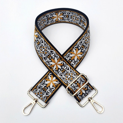 Ethnic Style Κέντημα Ζώνη Τσάντα Ζακάρ Ζάντε χιαστί λουράκι Ρυθμιζόμενο φαρδιές ζώνες τσάντας Χρυσό ασημί κούμπωμα τσάντα αξεσουάρ Νέα