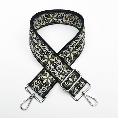 Ethnic Style Κέντημα Ζώνη Τσάντα Ζακάρ Ζάντε χιαστί λουράκι Ρυθμιζόμενο φαρδιές ζώνες τσάντας Χρυσό ασημί κούμπωμα τσάντα αξεσουάρ Νέα