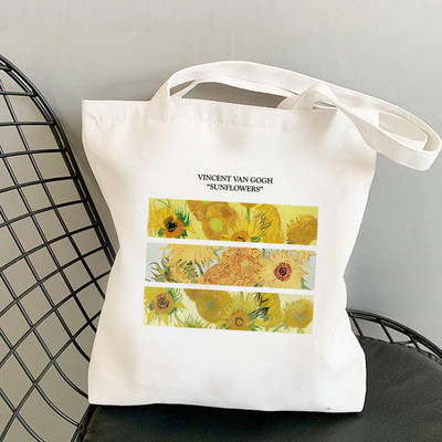 Shopper Van Gogh vaza s ružičastim ružama Kawaii torba Harajuku ženska torba za kupnju Platnena shopping torba za djevojku Tote Torba Ženska torba na rame