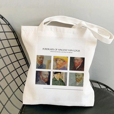 Shopper Van Gogh vaza s ružičastim ružama Kawaii torba Harajuku ženska torba za kupnju Platnena shopping torba za djevojku Tote Torba Ženska torba na rame