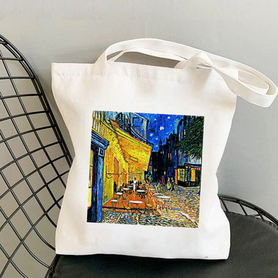 Shopper Van Gogh vaza s ružičastim ružama Kawaii torba Harajuku ženska torba za kupnju Platnena shopping torba za djevojku Tote Torba Ženska torba na rame