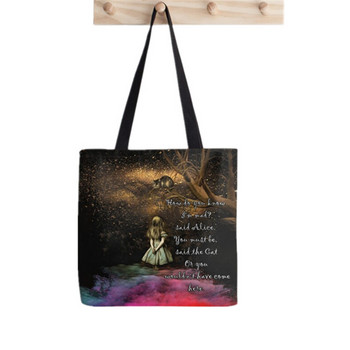 Shopper Alice In Wonderland Garden Painted tote bag γυναίκες Harajuku shopper τσάντα για κορίτσι Τσάντα ώμου για ψώνια Lady Canvas Bag