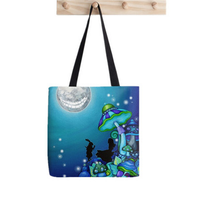 Shopper Alice In Wonderland Garden Painted Tote Bag žene Harajuku shopper torbica djevojka Torba za kupovinu na rame Ženska platnena torba