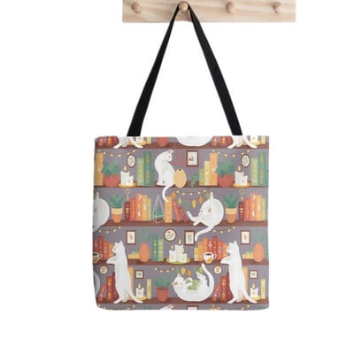 Ženska torba za kupovinu Knjižnica, mačke, knjige, torba za knjige, Harajuku, platnena torba za kupovinu, torba za djevojčice, ženska torba, torba na rame
