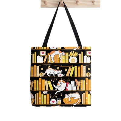 Ženska torba za kupovinu Knjižnica, mačke, knjige, torba za knjige, Harajuku, platnena torba za kupovinu, torba za djevojčice, ženska torba, torba na rame