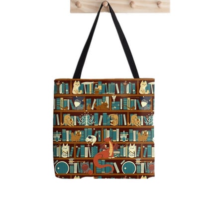 Ženska torba za kupovinu Knjižnica, mačke, knjige, torba za knjige, Harajuku, platnena torba za kupovinu, torba za djevojčice, ženska torba, torba na rame