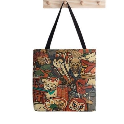 Ženska torba za kupovinu Knjižnica, mačke, knjige, torba za knjige, Harajuku, platnena torba za kupovinu, torba za djevojčice, ženska torba, torba na rame