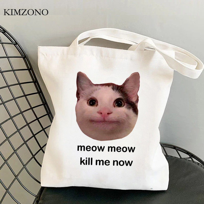 Macska bevásárlótáska élelmiszerbolt vászon vásárló pamut juta táska táska hálószövet szőtt cabas