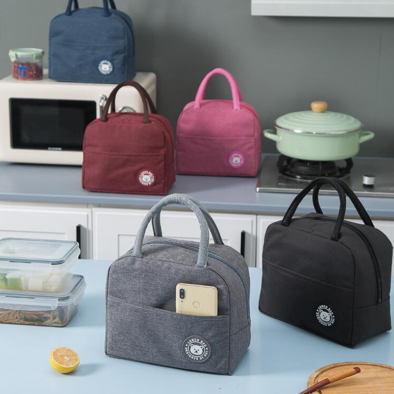 Hordozható ebédlőtáska vízálló, hőszigetelt ebédlődoboz Bento tasak Vacsora szigetelőtáska Diák vastagított aranyos ebédtáska