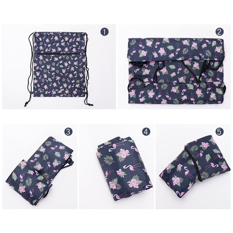 Összecsukható vízálló zsinóros hátizsák edzőtermi edzéshez szabadtéri futás utazáshoz Rajzfilm iskolai környezetbarát bevásárlótáska cipzárral