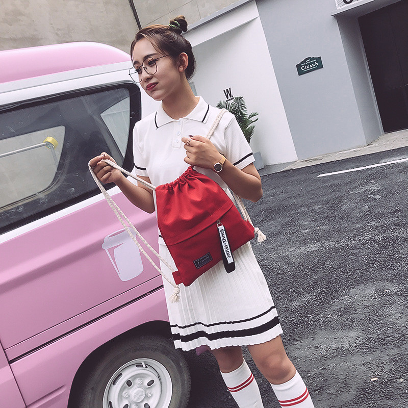 Rucsac cu șnur din pânză Geantă cu șnur de modă pentru școală, rucsac cu șnur, rucsac de școală pentru femei adolescente