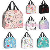 Smiješna izolirana torba za ručak za medicinsku sestru za školsku njegu, prijenosna kutija za ručak s toplinskim hladnjakom Žene Muškarci