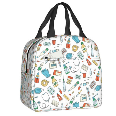 Smiješna izolirana torba za ručak za medicinsku sestru za školsku njegu, prijenosna kutija za ručak s toplinskim hladnjakom Žene Muškarci