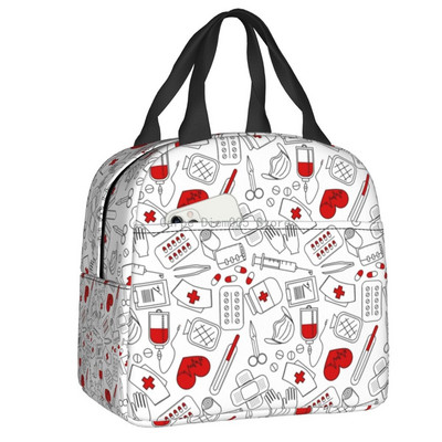 Smiješna izolirana torba za ručak za medicinsku sestru za školsku njegu, prijenosna kutija za ručak s toplinskim hladnjakom Žene Muškarci