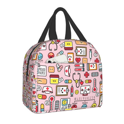 Smiješna izolirana torba za ručak za medicinsku sestru za školsku njegu, prijenosna kutija za ručak s toplinskim hladnjakom Žene Muškarci