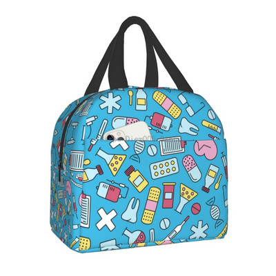 Smiješna izolirana torba za ručak za medicinsku sestru za školsku njegu, prijenosna kutija za ručak s toplinskim hladnjakom Žene Muškarci