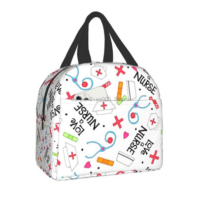 Smiješna izolirana torba za ručak za medicinsku sestru za školsku njegu, prijenosna kutija za ručak s toplinskim hladnjakom Žene Muškarci