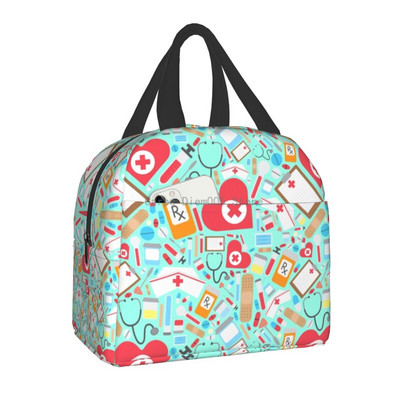 Smiješna izolirana torba za ručak za medicinsku sestru za školsku njegu, prijenosna kutija za ručak s toplinskim hladnjakom Žene Muškarci