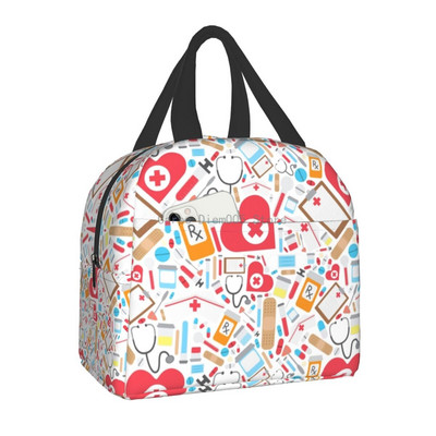 Smiješna izolirana torba za ručak za medicinsku sestru za školsku njegu, prijenosna kutija za ručak s toplinskim hladnjakom Žene Muškarci