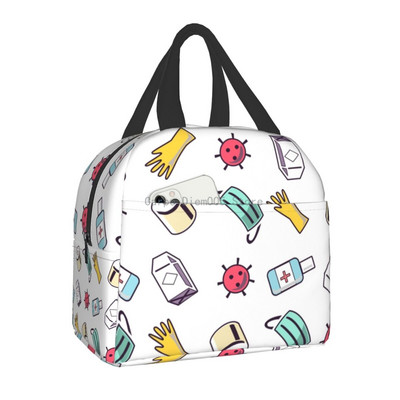 Smiješna izolirana torba za ručak za medicinsku sestru za školsku njegu, prijenosna kutija za ručak s toplinskim hladnjakom Žene Muškarci