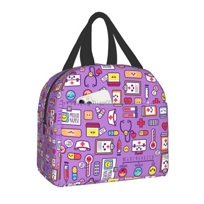 Smiješna izolirana torba za ručak za medicinsku sestru za školsku njegu, prijenosna kutija za ručak s toplinskim hladnjakom Žene Muškarci