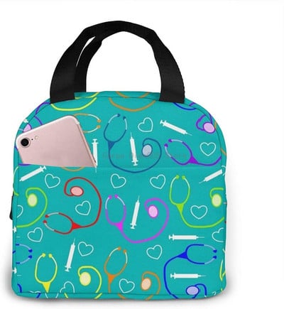 Smiješna izolirana torba za ručak za medicinsku sestru za školsku njegu, prijenosna kutija za ručak s toplinskim hladnjakom Žene Muškarci