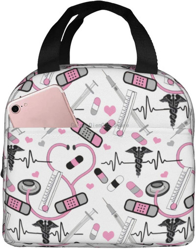 Smiješna izolirana torba za ručak za medicinsku sestru za školsku njegu, prijenosna kutija za ručak s toplinskim hladnjakom Žene Muškarci