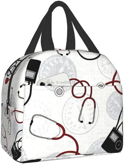 Smiješna izolirana torba za ručak za medicinsku sestru za školsku njegu, prijenosna kutija za ručak s toplinskim hladnjakom Žene Muškarci