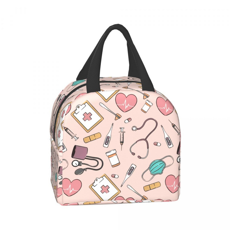 Smiješna izolirana torba za ručak za medicinsku sestru za školsku njegu, prijenosna kutija za ručak s toplinskim hladnjakom Žene Muškarci