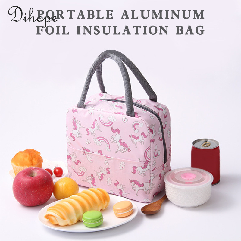 Prijenosna toplinski izolirana torba Kutija za ručak za žene, djecu, djecu, prijenosni hladnjak, ručne torbe, paket leda, torbe za piknik s hranom