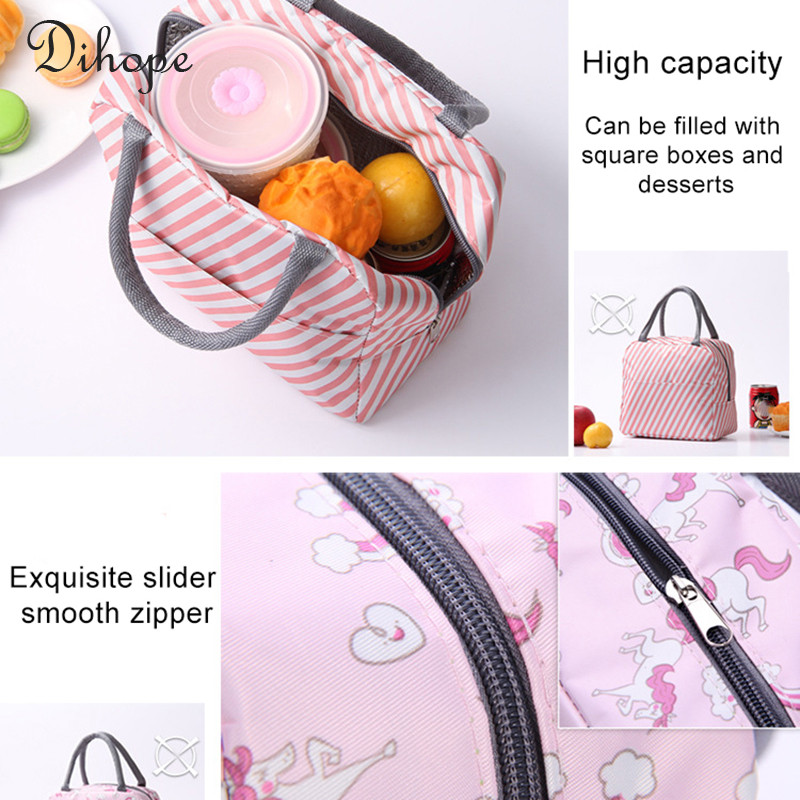 Prijenosna toplinski izolirana torba Kutija za ručak za žene, djecu, djecu, prijenosni hladnjak, ručne torbe, paket leda, torbe za piknik s hranom