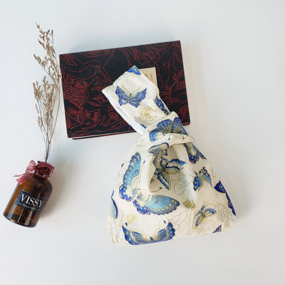 Kokvilnas japāņu stila rokas soma piedurknes mezgla maisiņš Pārnēsājams suns somiņa Audekls Tote Sieviešu soma pastaigu rokassomiņa atslēgu tālruņa maciņš