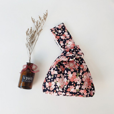 Kokvilnas japāņu stila rokas soma piedurknes mezgla maisiņš Pārnēsājams suns somiņa Audekls Tote Sieviešu soma pastaigu rokassomiņa atslēgu tālruņa maciņš