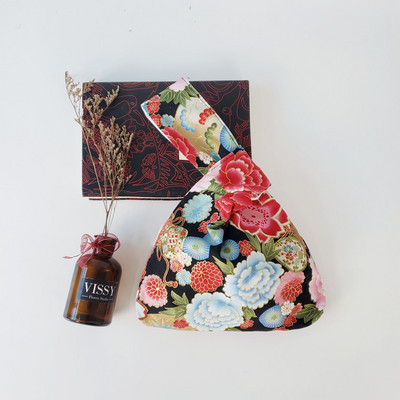 Kokvilnas japāņu stila rokas soma piedurknes mezgla maisiņš Pārnēsājams suns somiņa Audekls Tote Sieviešu soma pastaigu rokassomiņa atslēgu tālruņa maciņš