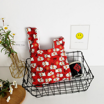 Kokvilnas japāņu stila rokas soma piedurknes mezgla maisiņš Pārnēsājams suns somiņa Audekls Tote Sieviešu soma pastaigu rokassomiņa atslēgu tālruņa maciņš