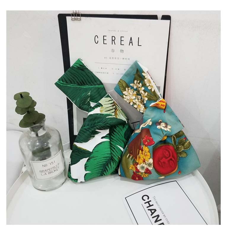 Kokvilnas japāņu stila rokas soma piedurknes mezgla maisiņš Pārnēsājams suns somiņa Audekls Tote Sieviešu soma pastaigu rokassomiņa atslēgu tālruņa maciņš