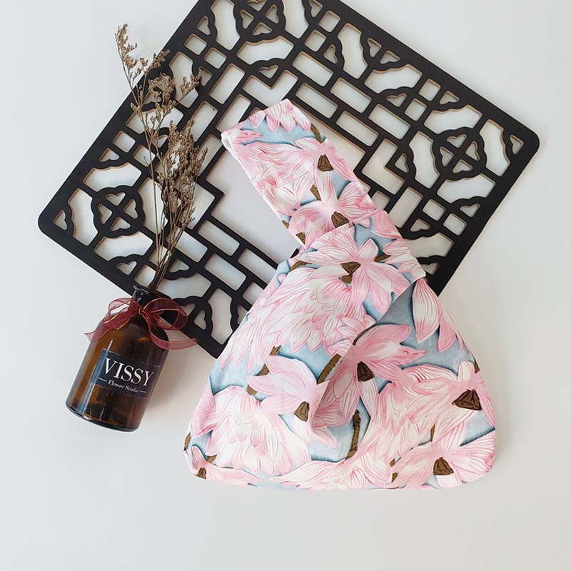 Kokvilnas japāņu stila rokas soma piedurknes mezgla maisiņš Pārnēsājams suns somiņa Audekls Tote Sieviešu soma pastaigu rokassomiņa atslēgu tālruņa maciņš