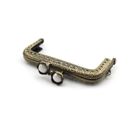 8,5 cm perle lotosove glave brončane ravne rubove četvrtaste metalne torbice okvir ručka za torbicu ručna torbica dodaci pravljenje poljubac kopča