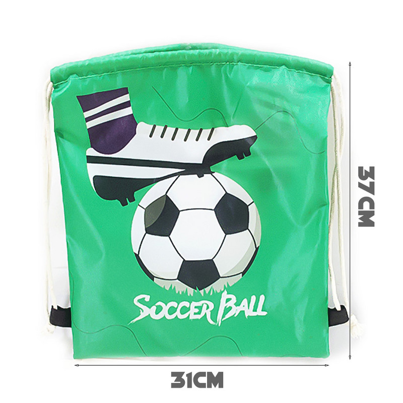 Futball húzózsinór csomag zseb zöld futball hátizsák poliészter férfi váll utazó táska fiúként ajándék húzó zsinór táskák