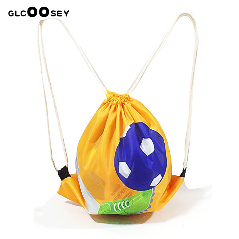 Futball húzózsinór csomag zseb zöld futball hátizsák poliészter férfi váll utazó táska fiúként ajándék húzó zsinór táskák