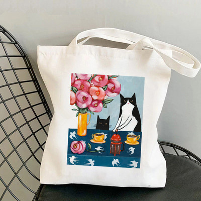 2021 Shopper French Press Coffee Macs Printed Tote Bag női Harajuku vásárló kézitáska lány Vállas bevásárlótáska Lady Canvas Bag