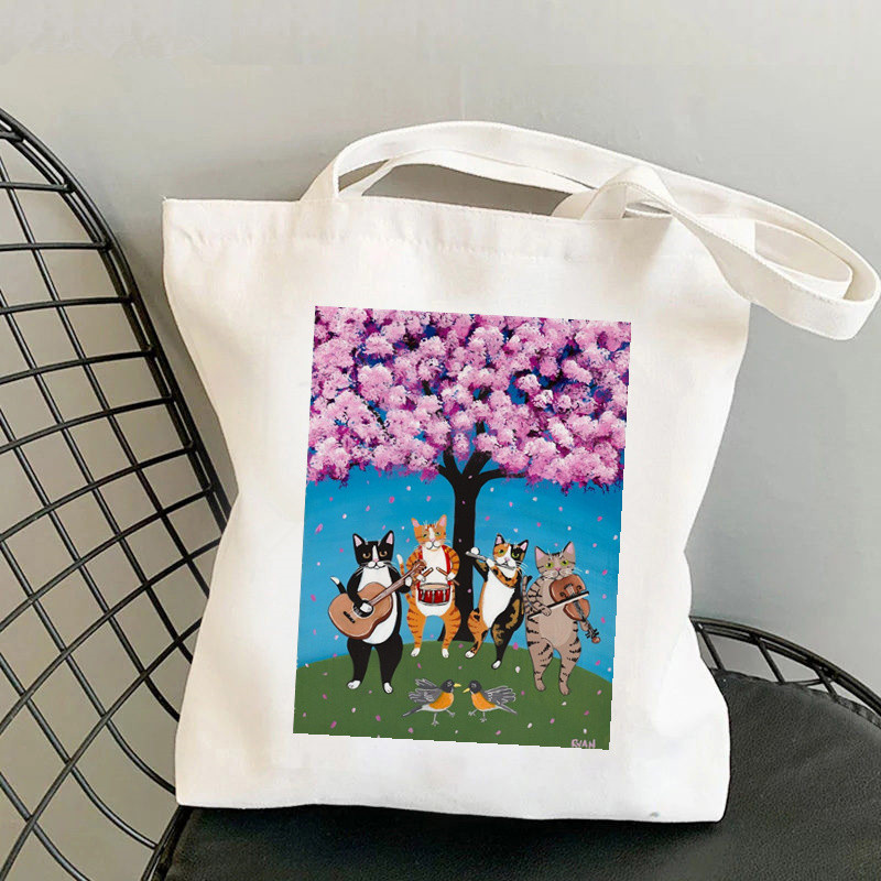 2021 Shopper French Press Coffee Macs Printed Tote Bag női Harajuku vásárló kézitáska lány Vállas bevásárlótáska Lady Canvas Bag