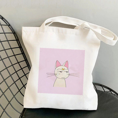 Shopper Sailor Meow Printed Kawaii torba Harajuku ženska torba za kupnju Platnena torba za kupovinu torba za djevojke Tote torba Ženska torba na rame