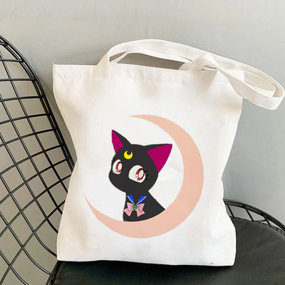 Shopper Sailor Meow Printed Kawaii torba Harajuku ženska torba za kupnju Platnena torba za kupovinu torba za djevojke Tote torba Ženska torba na rame